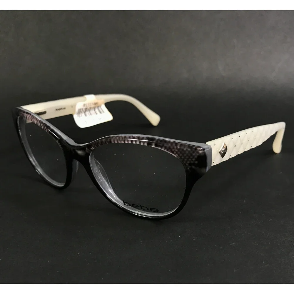 Bebe Eyeglasses Frames NOTICE ME BB5100 001 JET SNAKE Cat Eye Full Rim 51-16-135
